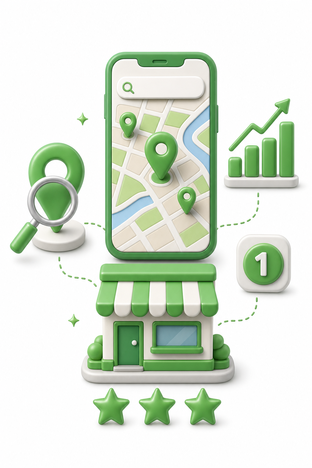 Local map search and ranking illustration